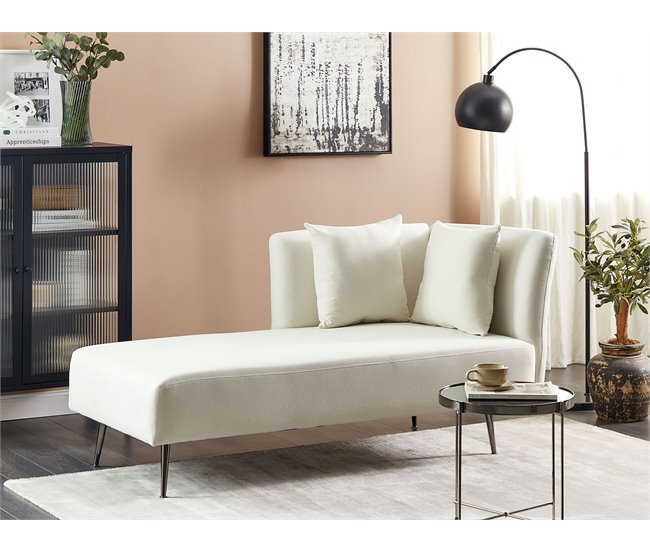 Beliani Chaise longue à direita Poliéster RIOM Creme