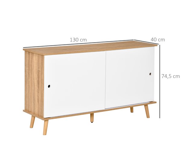 Aparador de Cozinha MDF, Metal HOMCOM 130 Castanho