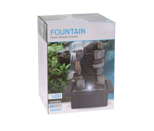 Fonte de água Well Home com design de 2 pedras e luzes Cinza