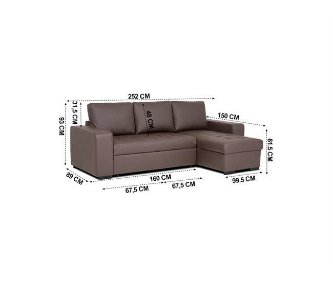 Chaise longue de pele sintética com cama HARRY Chocolate