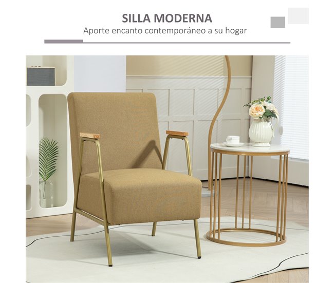 Poltrona Individual poliéster, espuma, aço, painel multicamadas Castanho