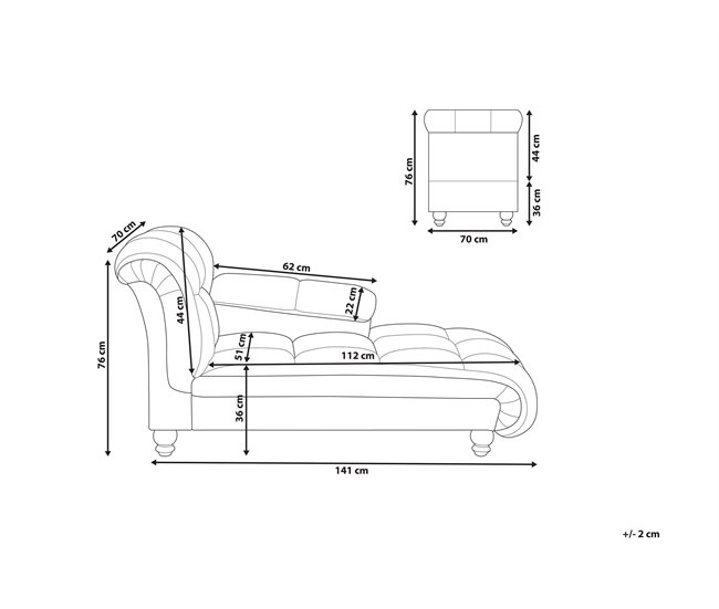 Beliani Chaise longue Poliéster LORMONT Cinza Escuro
