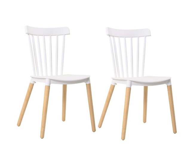 Pacote de 2 cadeiras Alna para sala de estar, sala de jantar e cozinha Branco/ Madeira
