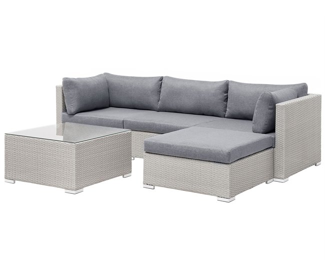 Beliani Conjunto lounge SANO Cinza Claro