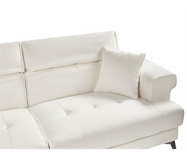 Beliani Sofá de 3 lugares Bouclé SKIVE Branco