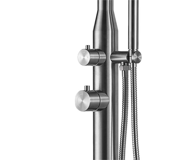 Sined STINTINO Chuveiro em aço inoxidável 316L com chuveiro giratório e chuveiro manual, Inox Cinza