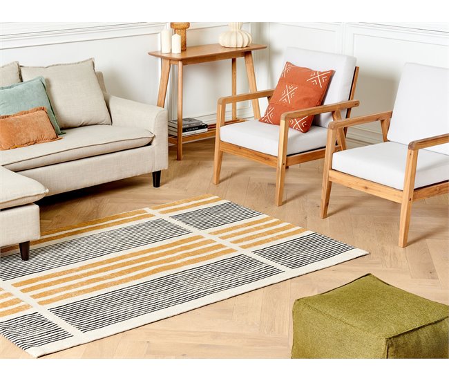 Beliani De tejido plano KATRA 140x200 Amarelo
