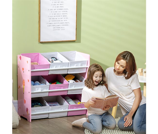 Estante para Brinquedos MDF e Tecido não Tecido ZONEKIZ 63 Cinza