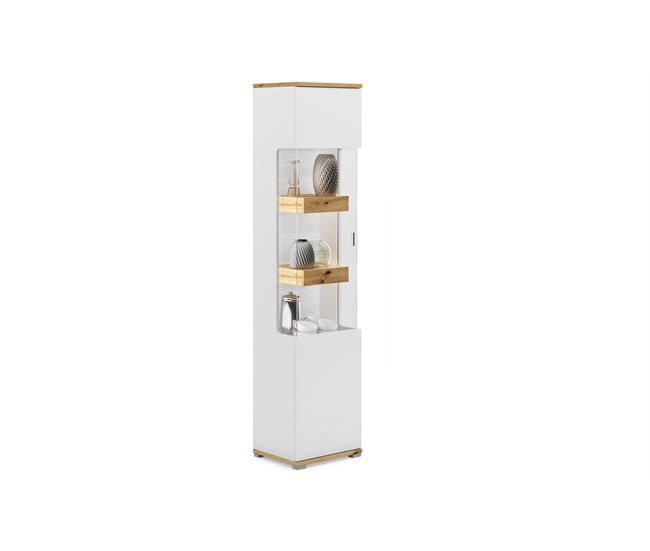Vitrine alta com 1 porta CORSO Branco/ Madeira