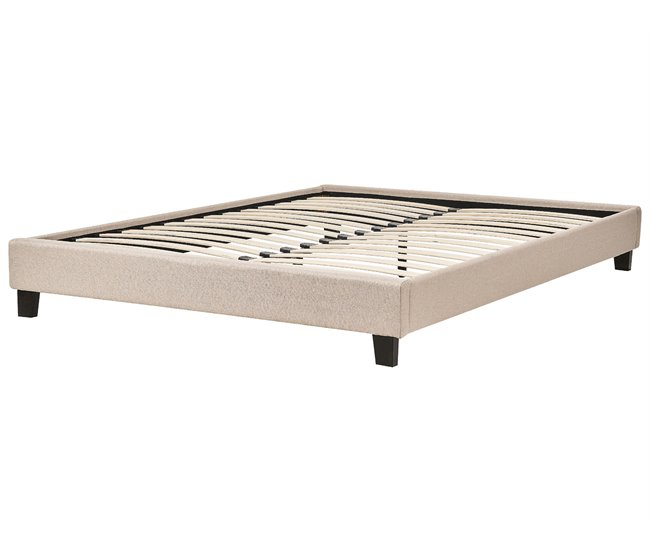 Beliani Cama com estrado Poliéster ROANNE 169x211 Bege