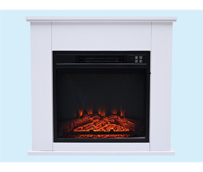 Lareira eléctrica independente de 2kW em aço lacado com controlo Branco