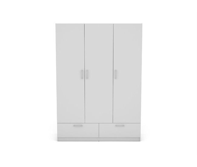 Roupeiro OSLO portas batentes e 2 gavetas 144x200cm branco Branco