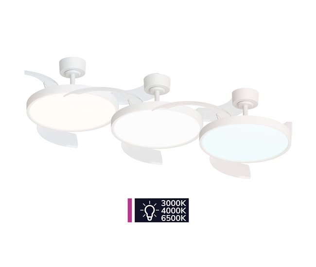 Ventoinha de teto JULIA M retrátil LED com motor DC Branco