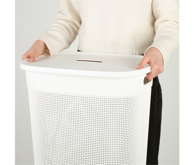 Curver Cesto para roupa suja Filo 55L com tampa Branco