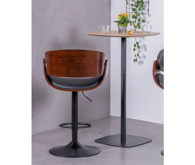 Banqueta ajustável em couro sintético - Burrow Preto