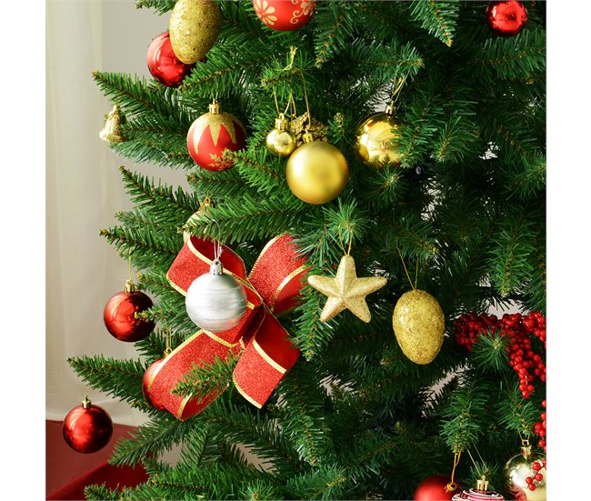 Árvore de Natal PVC e Aço HOMCOM, casa - natal Verde