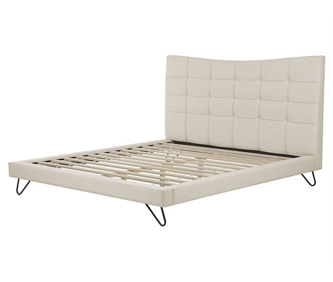 Beliani Cama Terciopelo LANNION 183x223 Bege