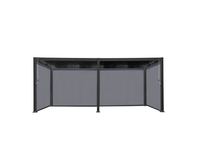 Pérgola bioclimática em alumínio, lâminas orientáveis 600x300 Cinza