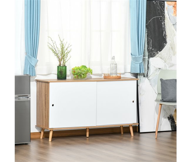 Aparador de Cozinha MDF, Metal HOMCOM 130 Castanho