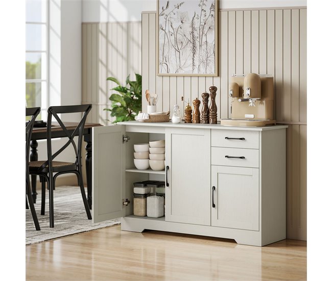 Aparador Melamina de Madeira, MDF HOMCOM Cru