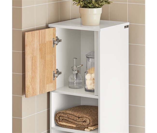 Armário alto de casa de banho 1 porta BZR74-W SoBuy Branco