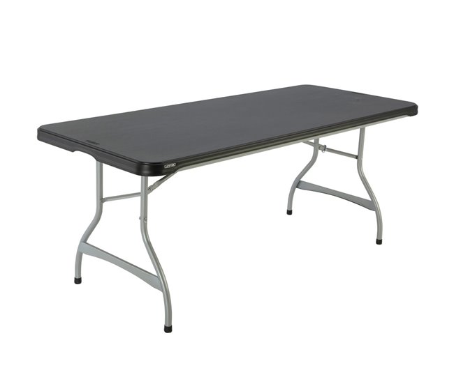 Mesa rectangular patas plegables negro LIFETIME 182 x 76 x 73,5 cm Preto