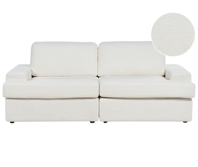 Beliani Sofá de 3 lugares Bouclé ALLA Branco/ Bege