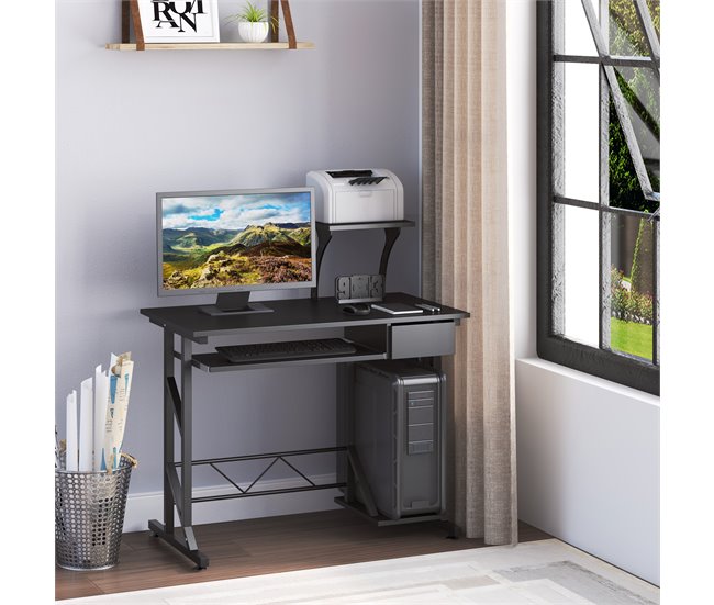 Mesa para Computador MDF e Metal HOMCOM, escritório - secretárias 90x50 Preto