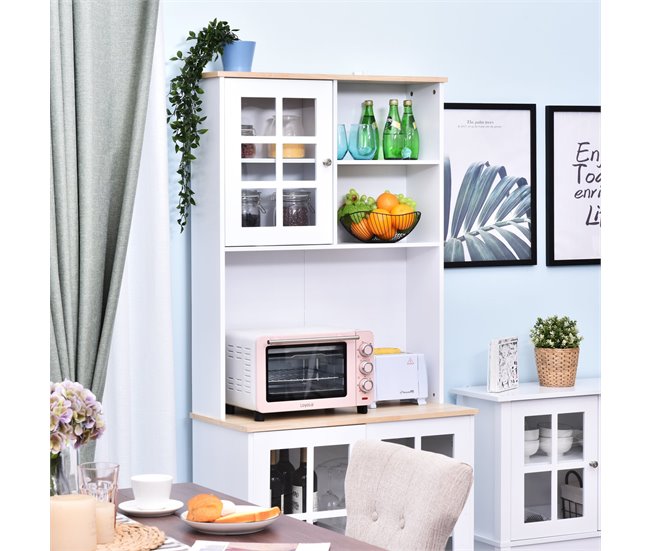 Armário de Cozinha MDF HOMCOM, casa - cozinha Branco