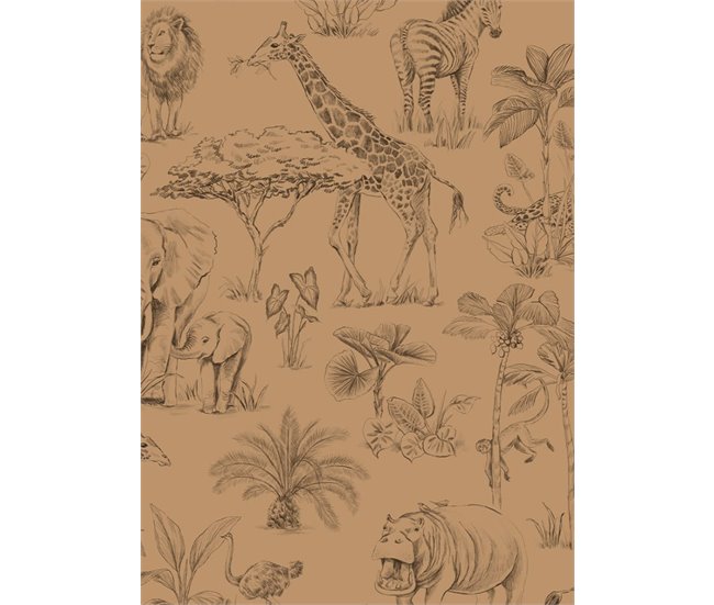Papel de parede infantil safari caramelo