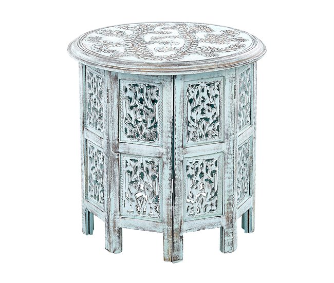 Beliani Mesa auxiliar BORAI Azul Claro