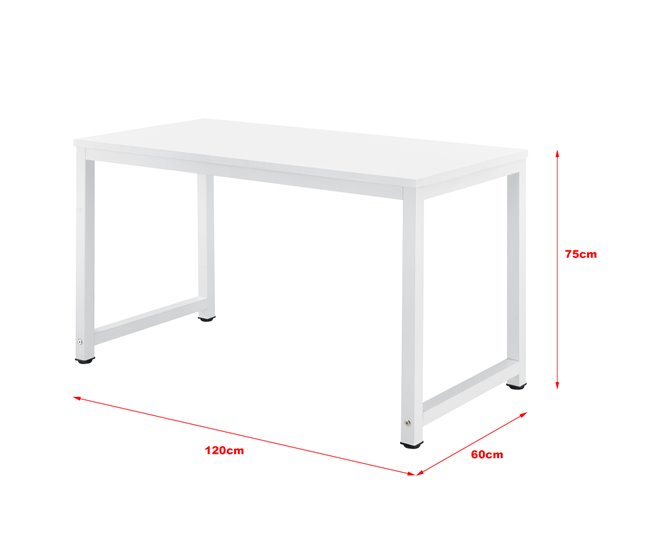 Mesa de trabalho Mesa de trabalho Herning Aço/Aço carbono/Aglomerado 120x60 Branco