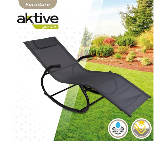 Espreguiçadeira de jardim antracite com almofada Aktive Cinza