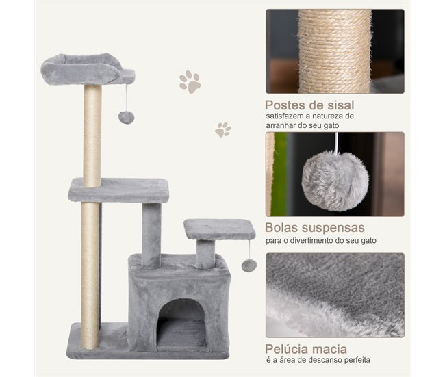 Arranhador para Gatos Aglomerado e Sisal PawHut Cinza