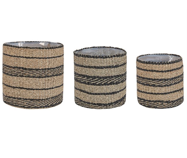Beliani Conjunto de 3 vasos para plantas RASBORA Bege
