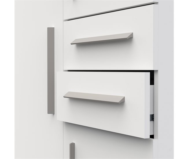 Roupeiro VERSATIL com 3 portas e 2 gavetas branco Branco