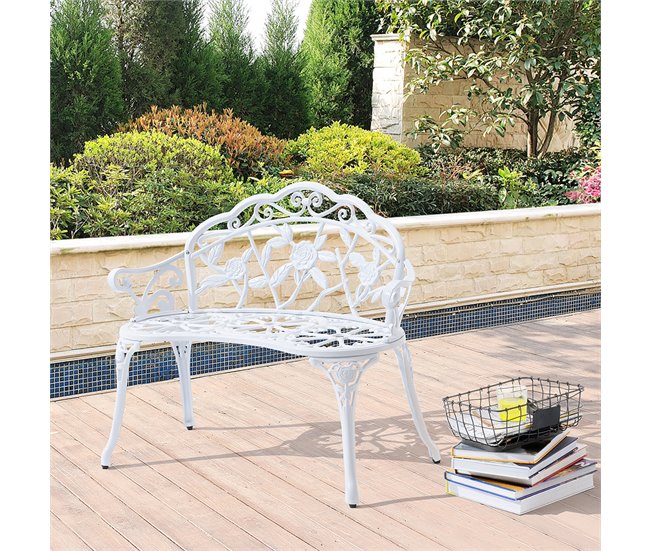 Banco de jardim em ferro fundido com 2 lugares 99x54 Branco