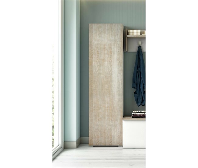 Armário multiuso com 1 porta efeito madeira Branco