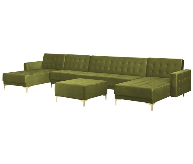 Beliani Sofá-cama Veludo ABERDEEN Verde