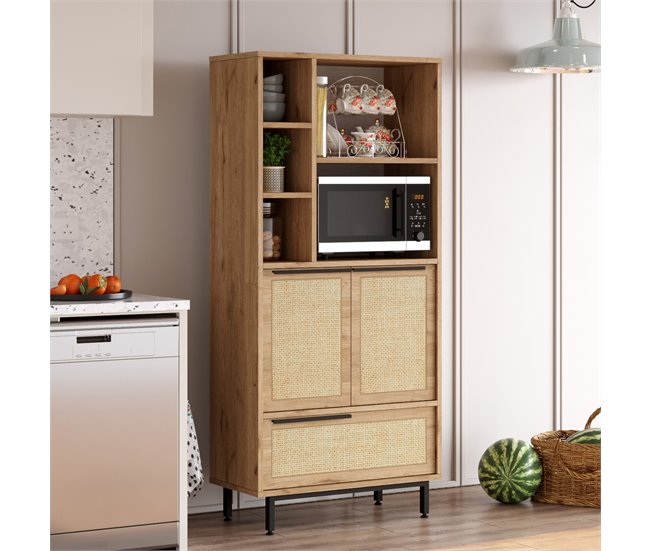 Armário de cozinha Kvænangen com 5 compartimentos abertos Carvalho