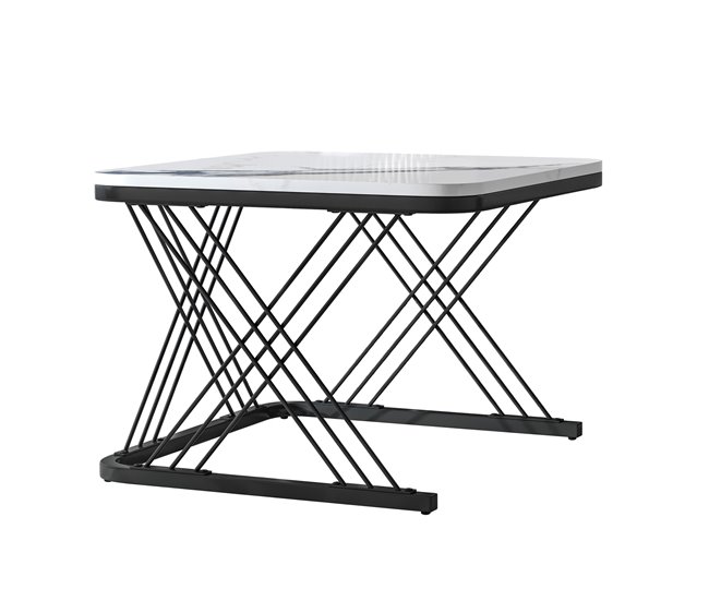 Mesa de centro, mesa de sala, mesa de sofá. 60x45 Branco/ Preto