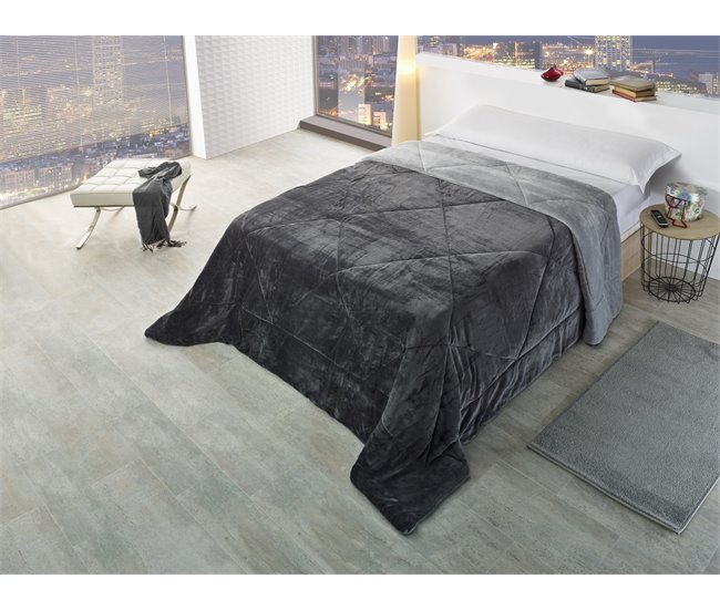 Edredão SOFT cinza poliéster para camas de 90cm Cinza