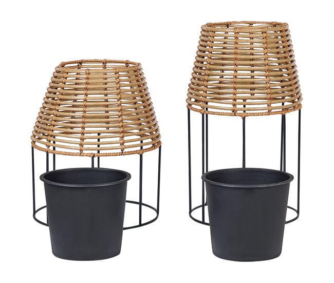 Beliani Conjunto de 2 vasos para plantas BORAGO Castanho Claro