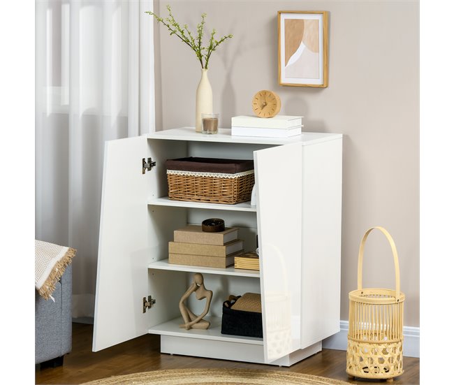 Aparador para Sala de Estar Melamina de Madeira HOMCOM Branco