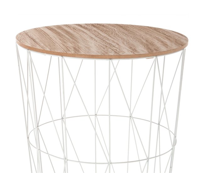 Mesa Ctro Auxiliar Grande Kumi para Sala de Estar 47x47 Branco/ Madeira