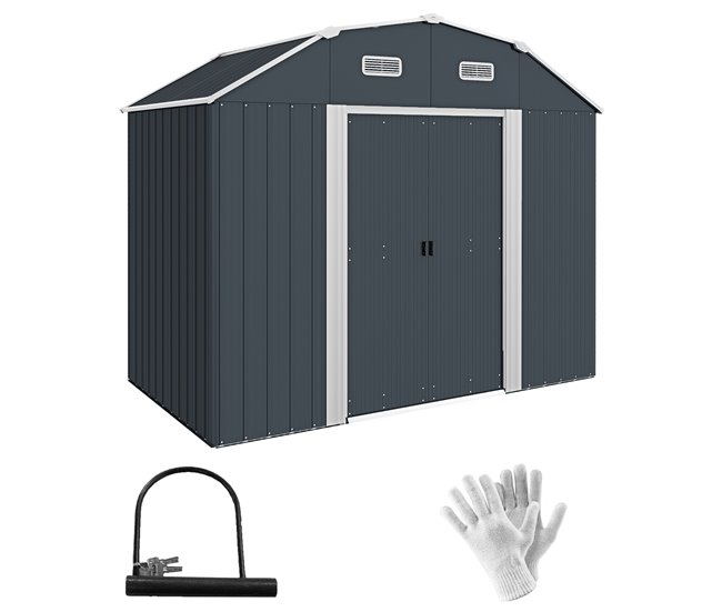 Abrigo de Exterior Aço galvanizado Outsunny Cinza