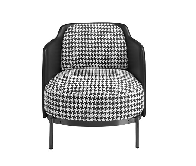 ANGEL CERDA Cadeirão em tecido preto e branco e couro sintético preto Preto