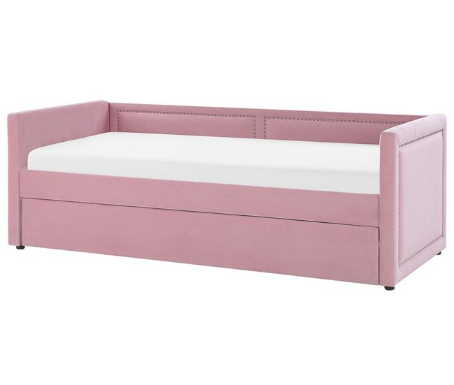 Beliani Cama com estrado Bombazine MIMIZAN Rosa