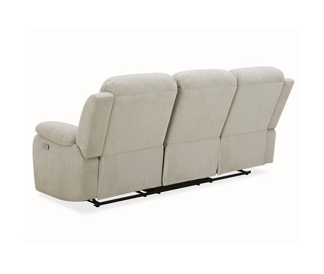 Sofá 3 lugares 2 assentos relax elétrico RYAN Cinza Claro