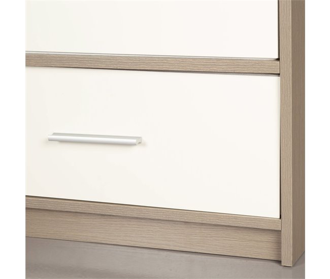 Max Home Cómoda 4 gavetas em tecido Branco/ Madeira